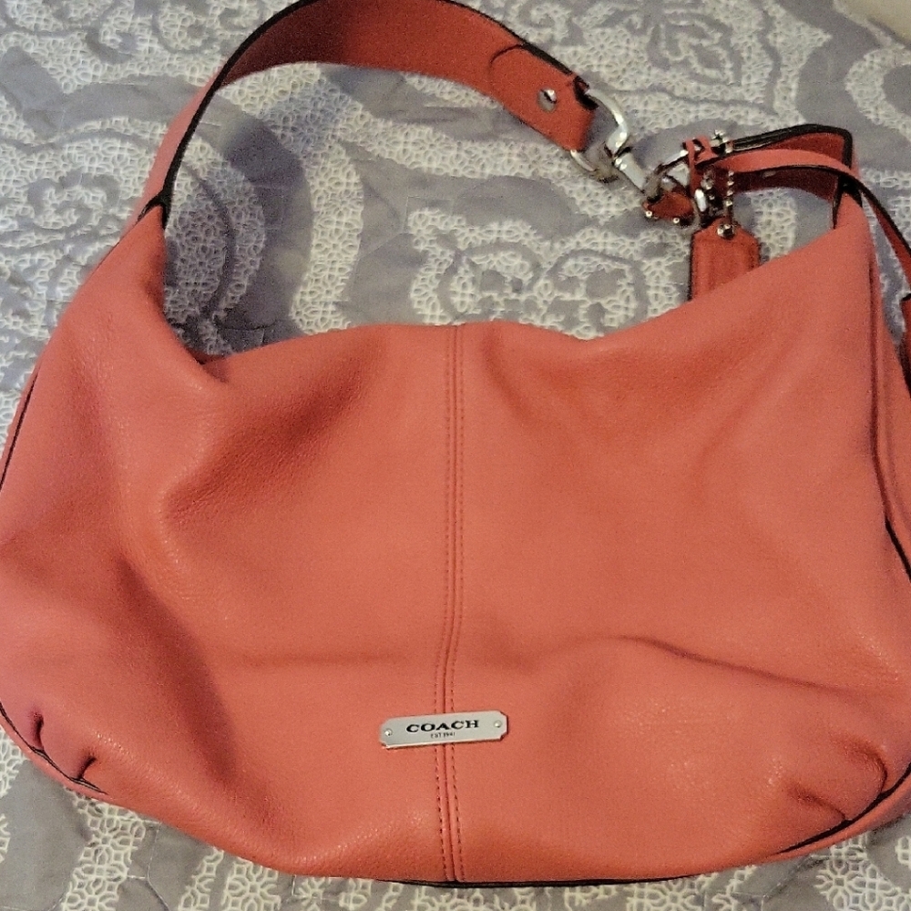 Coach Pink Hobo Bag with Silver Hardware